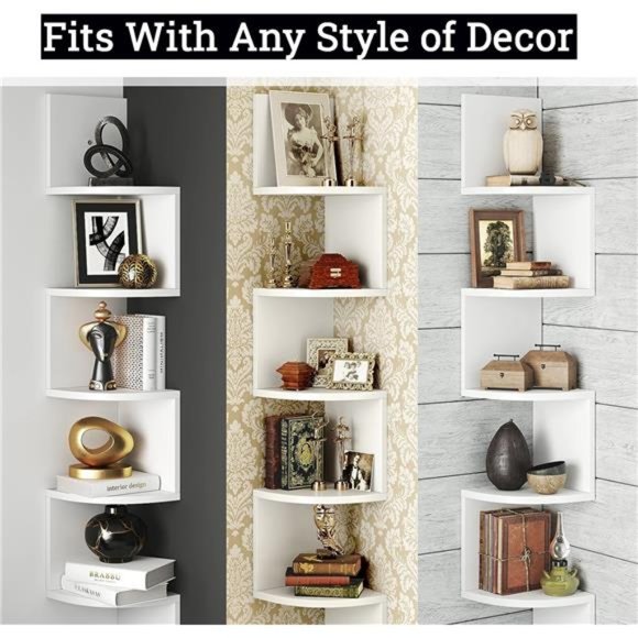 5-Tier Corner Shelves, Floating Corner Shelf, Wall Organizer Storage, Wall Mount - Picture 4 of 5